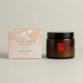 Load image into Gallery viewer, Christmas Spice 432ml triple wick candle in amber glass beside its printed Little London Gifts Co gift box