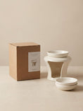 Load image into Gallery viewer, The Vase Wax Burner in cream ceramic with spare melt dishes and kraft gift box - Little London Gifts Co