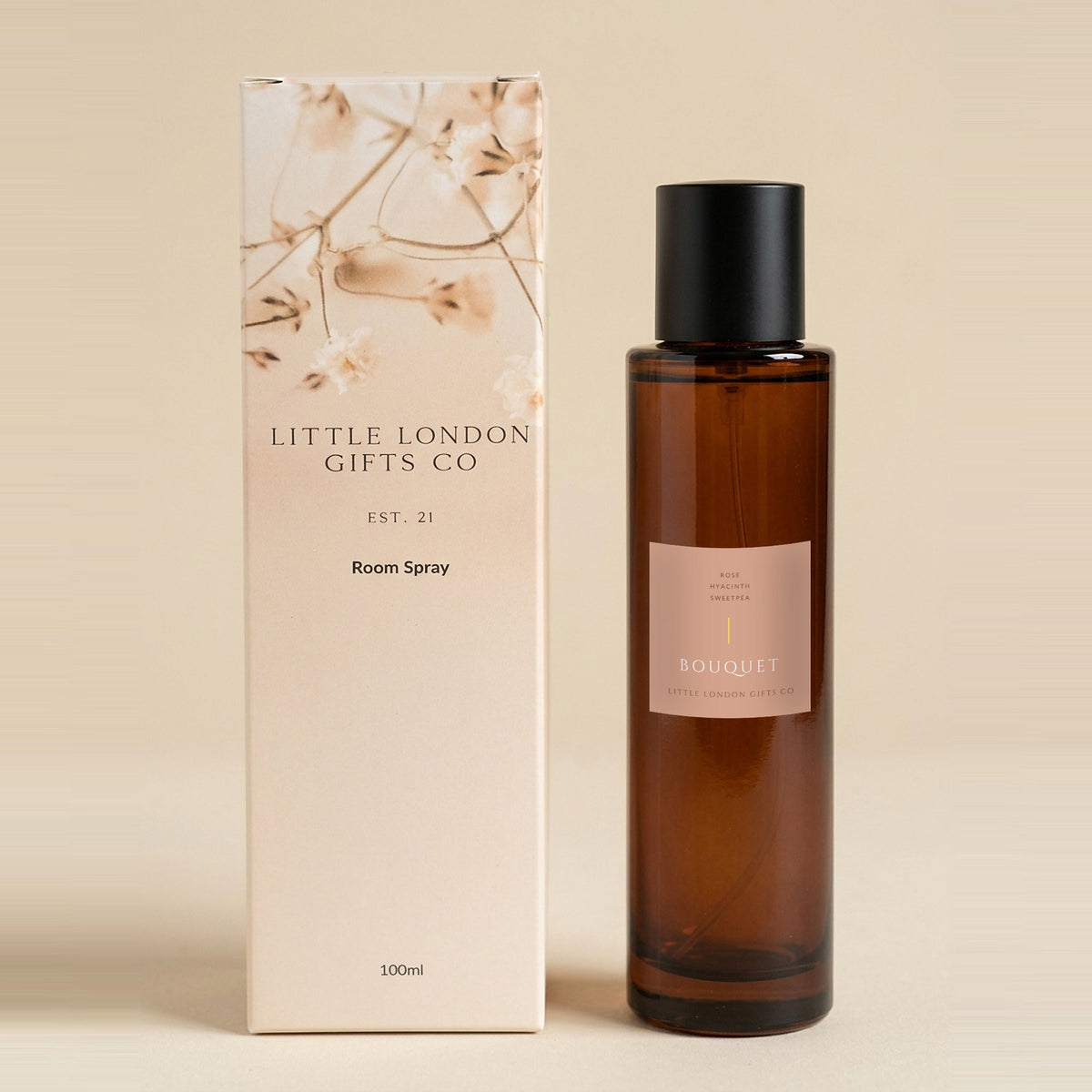 Bouquet room spray 100ml beside its Little London Gifts Co gift box