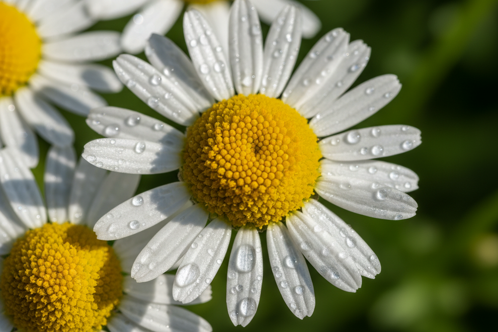 Chamomile flowers close up