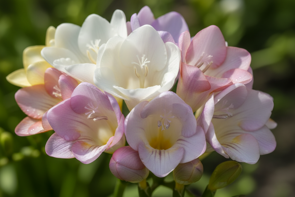 Freesia flowers close up
