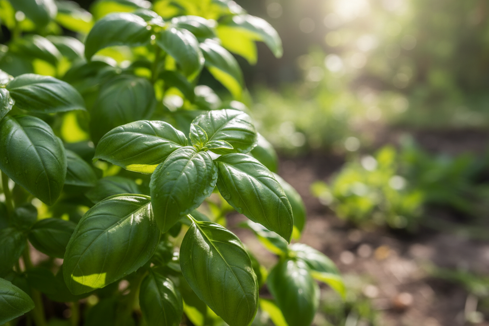 Fresh Basil close up in Natural seting