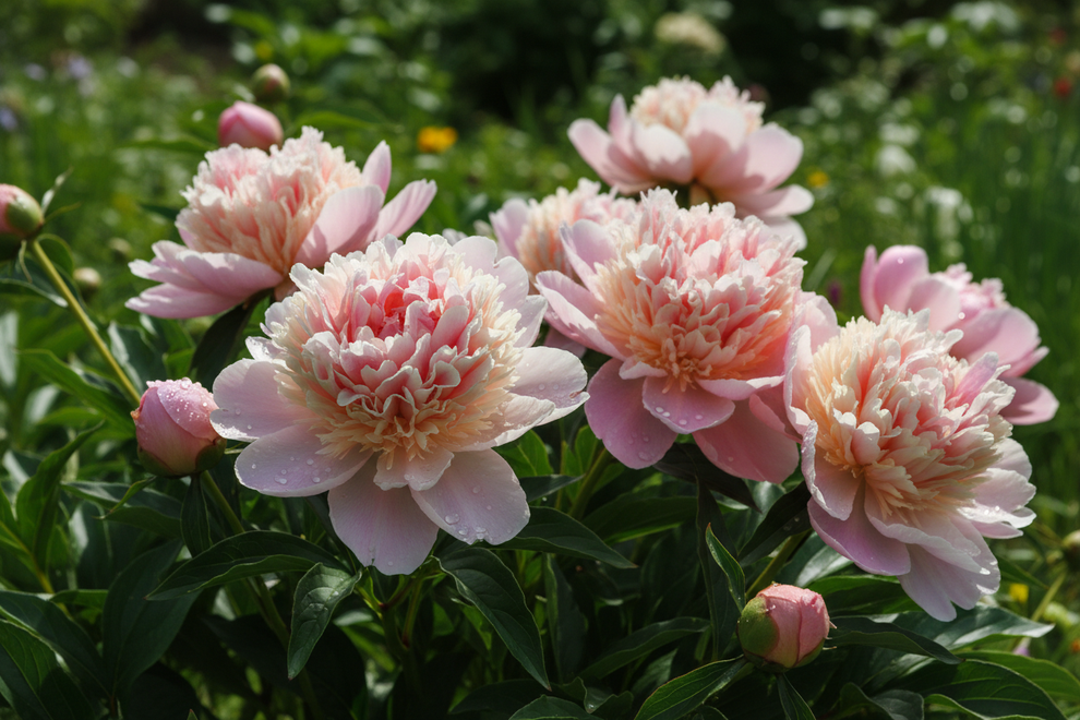 peony flowers in natural light