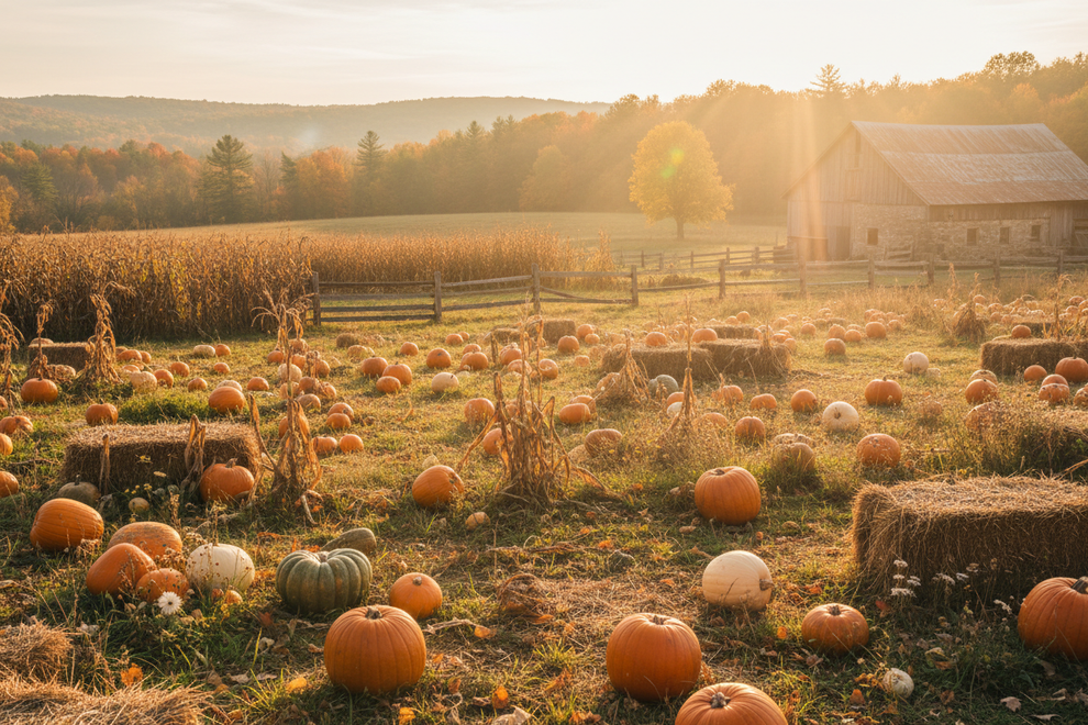 pumpkins in a natural setting with natural light