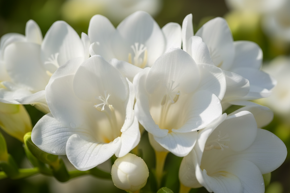 white freesia close up